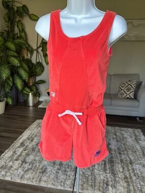Nike Romper Girls Medium Red Terry One Piece Retro #881